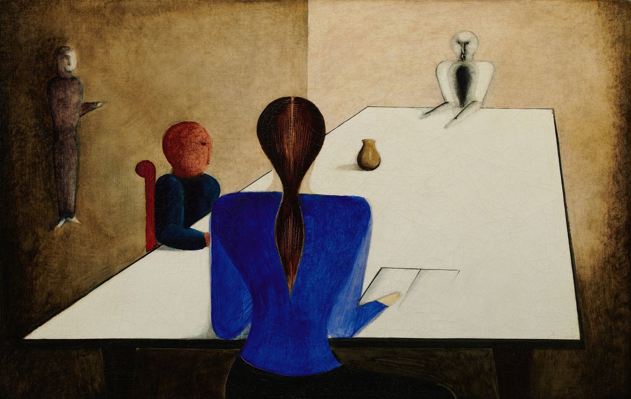 餐桌旁的群体，1923年。 作者 奥斯卡·施勒默（Oskar Schlemmer）