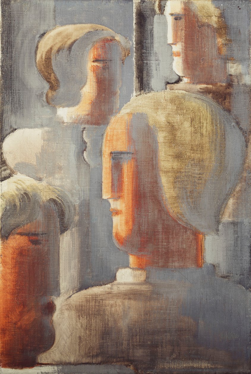 四头组灰蓝色，Folkwang-Study III；维尔克·科普弗格鲁普·格劳布劳（Folkwang-Studie III） 作者 奥斯卡·施勒默（Oskar Schlemmer）