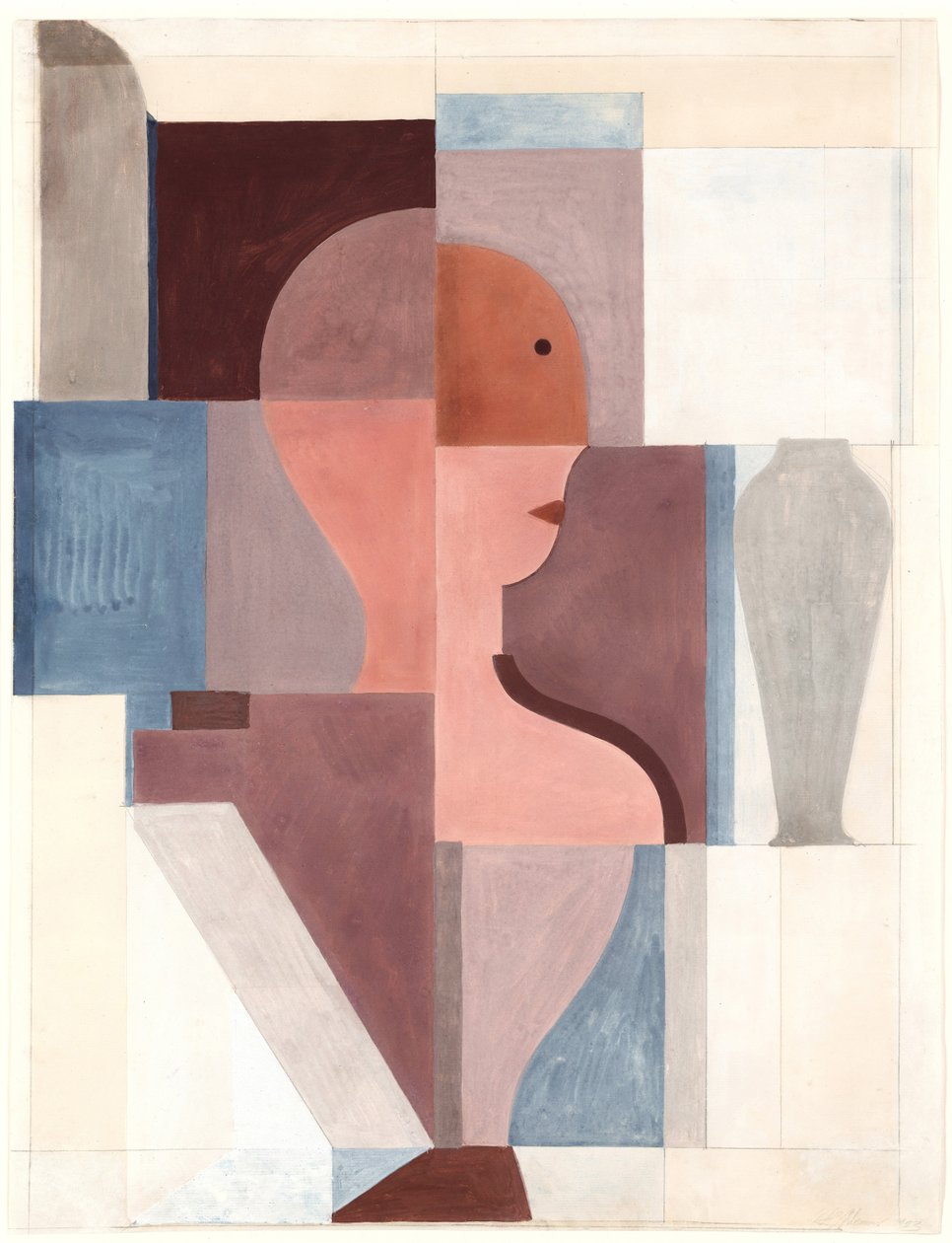 右边的半身像，1923年。 作者 奥斯卡·施勒默（Oskar Schlemmer）