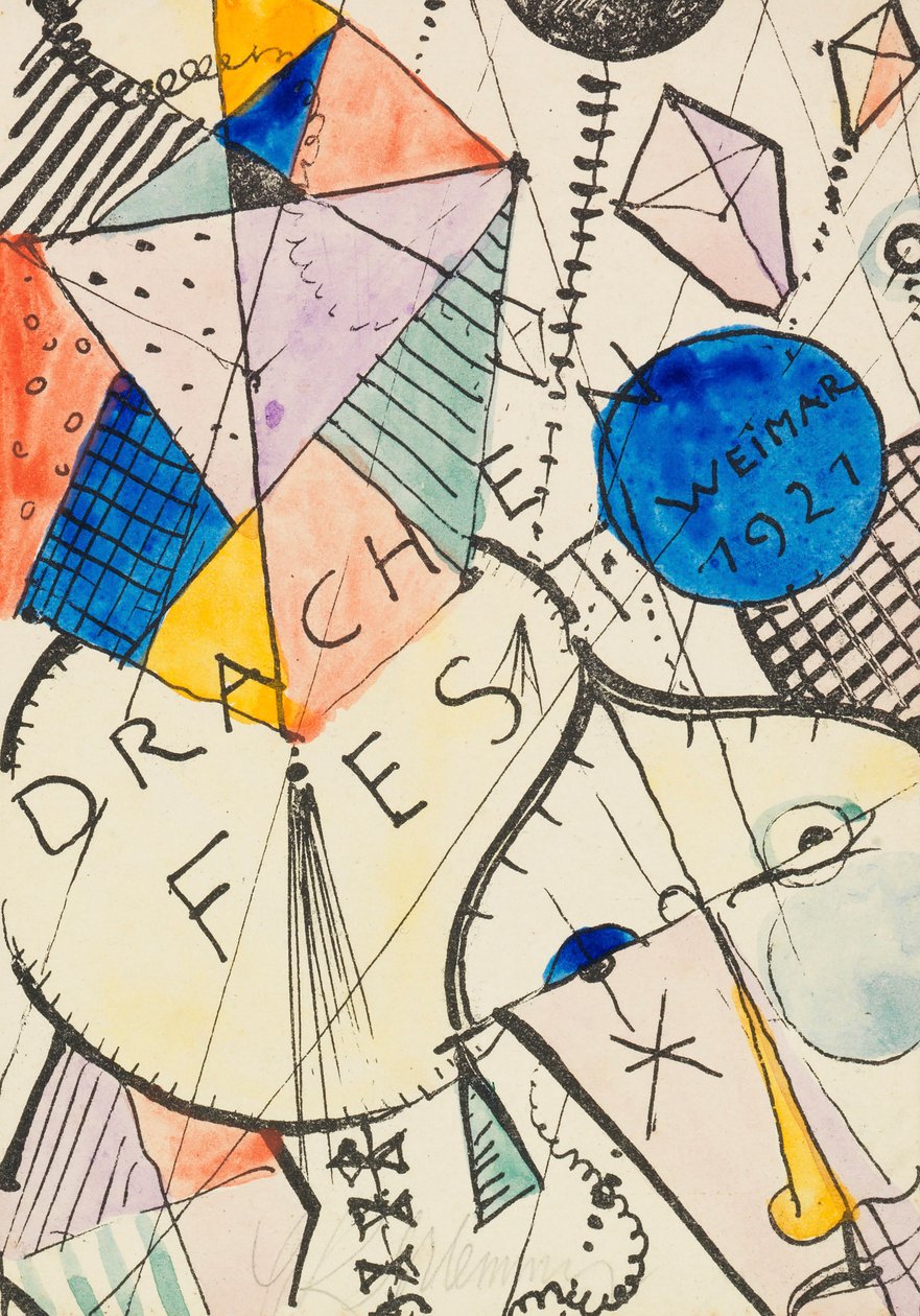 风筝节，魏玛，1921年。 作者 奥斯卡·施勒默（Oskar Schlemmer）