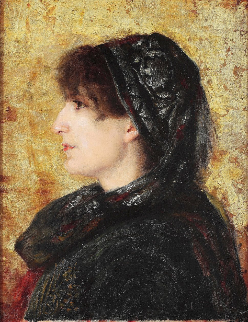 Naile Hanim 的肖像 - Peinture de Osman Hamdi Bey (1842-1910) - 1910 - 布面油画 - 52x41 - Sakip Sabanci 博物馆，伊斯坦布尔 作者 奥斯曼哈姆迪贝