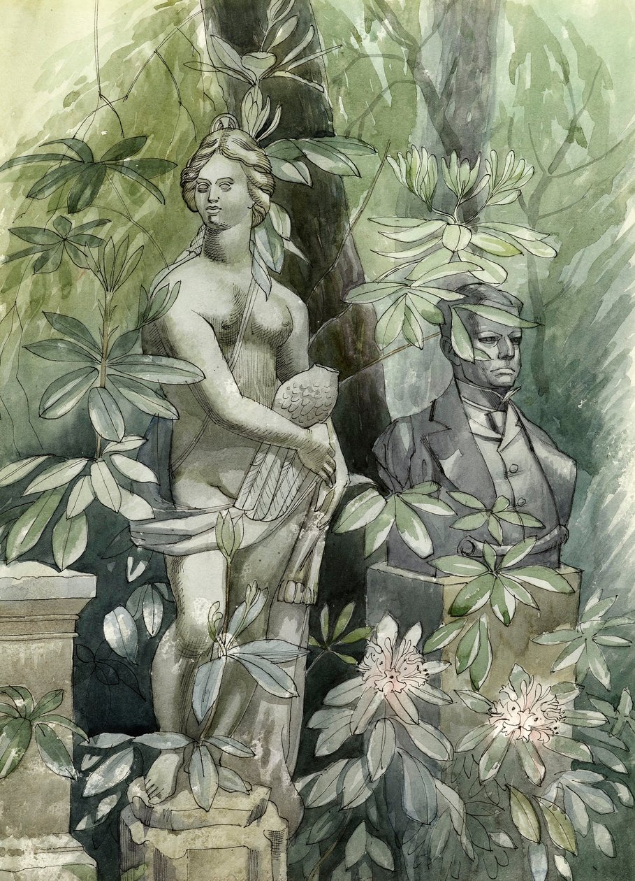 戴安娜和政治家，c.1960（纸上wc） 作者 奥斯蒙·坚