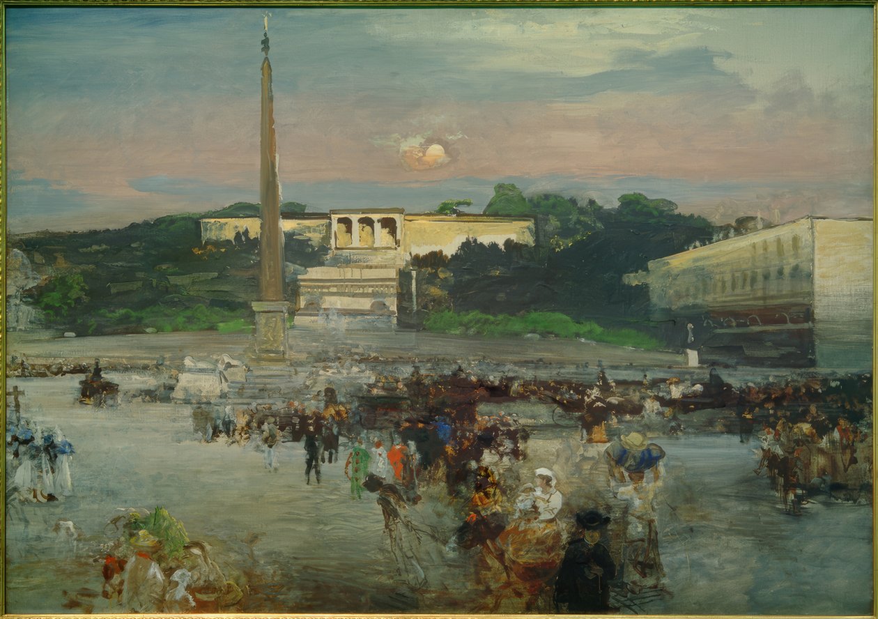 罗马，人民广场（Piazza del Popolo）-奥斯瓦尔德·阿亨巴赫（Oswald Achenbach）绘画 作者 奥斯瓦尔德·阿亨巴赫