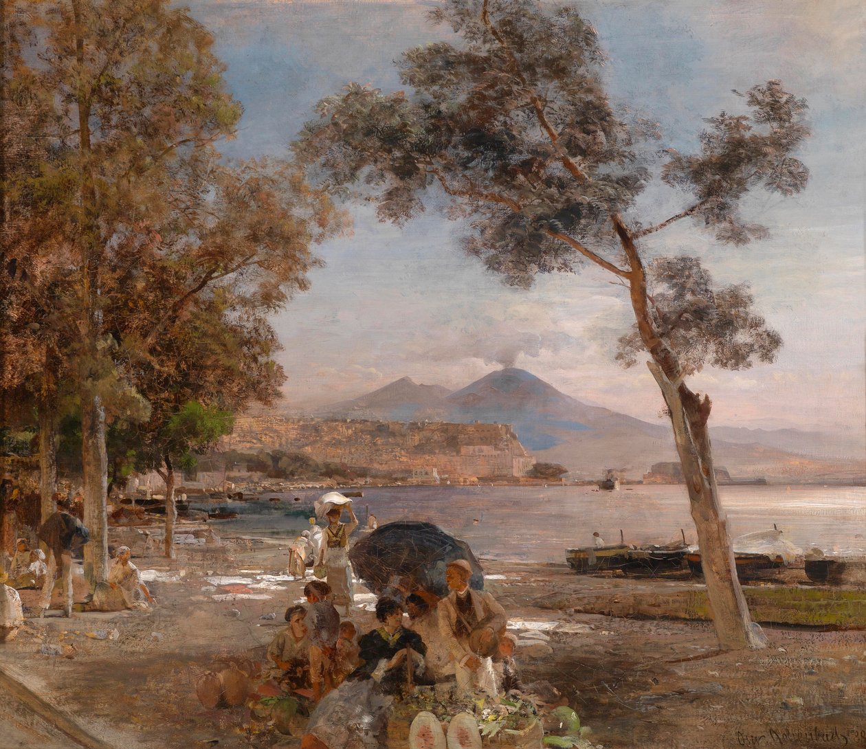 “Atmosphere de soiree sur la baie de Naples, Italie”（那不勒斯湾的傍晚心情）Peinture d