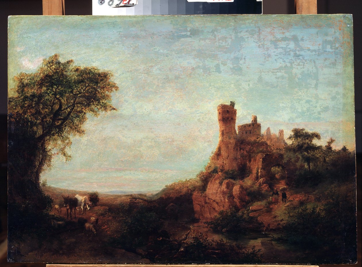 "Paysage au chateau"（有城堡的风景），奥斯瓦尔德-阿亨巴赫（1827-1905 年）的画作，图拉州立艺术博物馆 作者 奥斯瓦尔德·阿亨巴赫