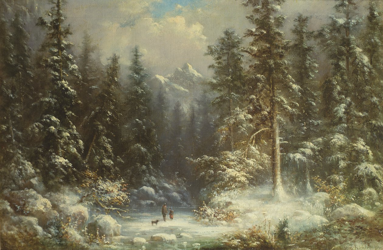 森林雪景，19世纪 作者 奥斯瓦尔德·里希特（Oswald Richter）