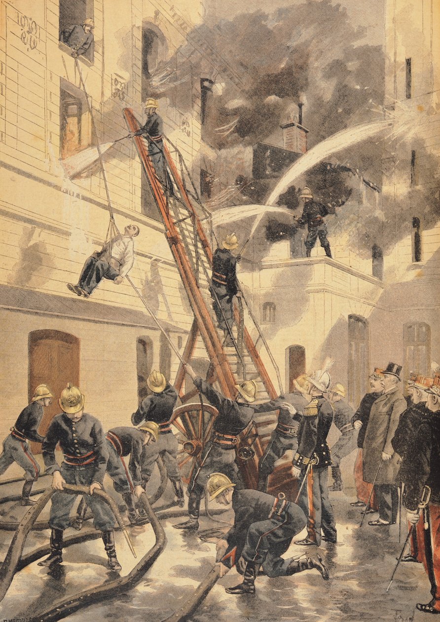 Felix Faure（1841-99）与消防员，来自&39;Le Petit Journal&39;，1898年2月20日 作者 奥斯瓦尔多·托法尼（Oswaldo Tofani）