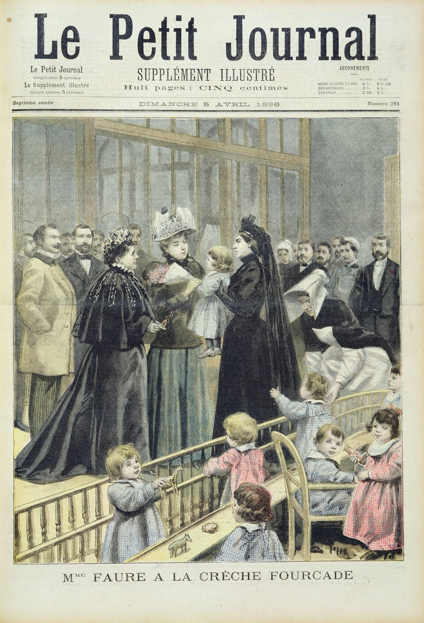 1896年4月5日，来自&39;Le Petit Journal&39;的Fourcade Creche的Faure夫人 作者 奥斯瓦尔多·托法尼（Oswaldo Tofani）