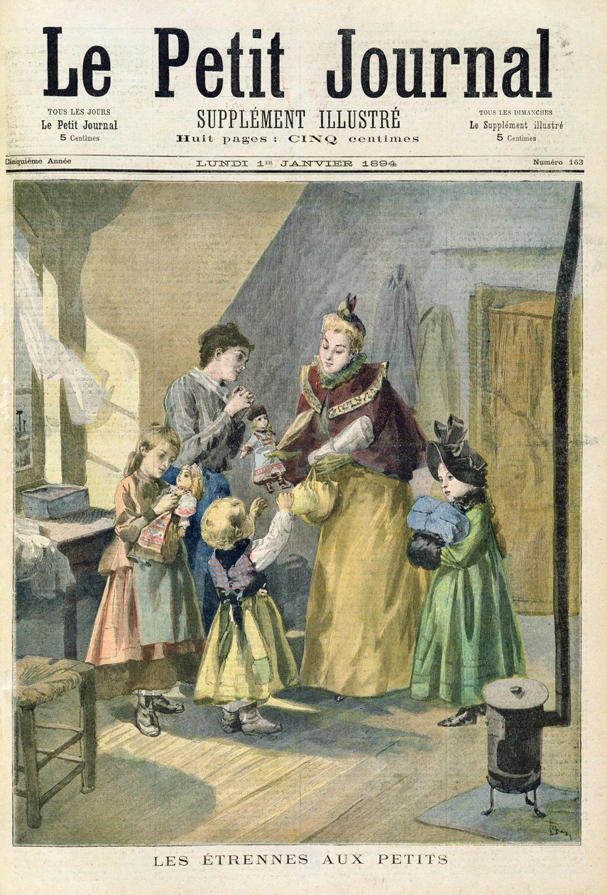 儿童新年礼物，来自1894年1月1日“Le Petit Journal”插图补充的首页（彩色光刻） 作者 奥斯瓦尔多·托法尼（Oswaldo Tofani）