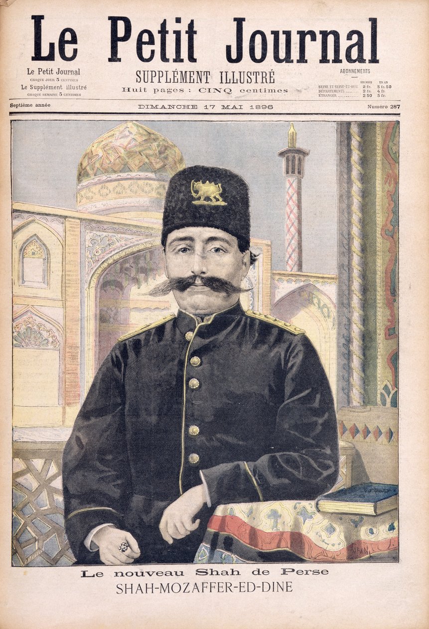 Shah Mozzafer-ed-Din（1853-1907）的肖像来自&39;Le Petit Journal&39;，1896年5月17日 作者 奥斯瓦尔多·托法尼（Oswaldo Tofani）