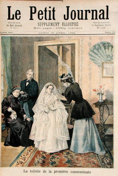 The First Communicant，来自Le Petit Journal的插图，1894年4月16日 作者 奥斯瓦尔多·托法尼（Oswaldo Tofani）
