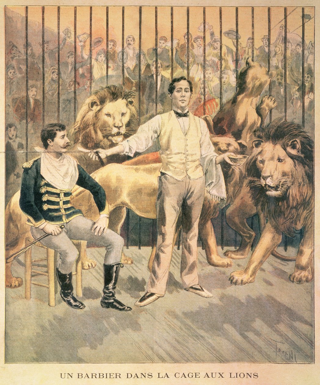狮子笼中的理发师，1894年 作者 托凡尼之后的奥斯瓦尔多