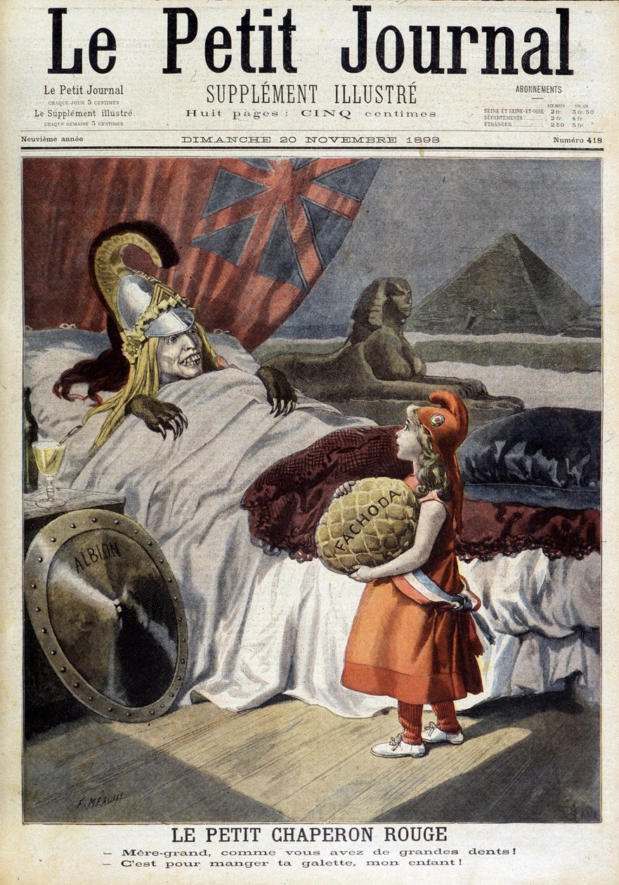 Little Red Riding Hood. Cartoon about Fachoda and the ambitions of the “treacherous Albion””. Engraving by F. Méaulle after Tofani. “The Petity Journal”, November 20 作者 奥斯瓦尔多（后）托法尼