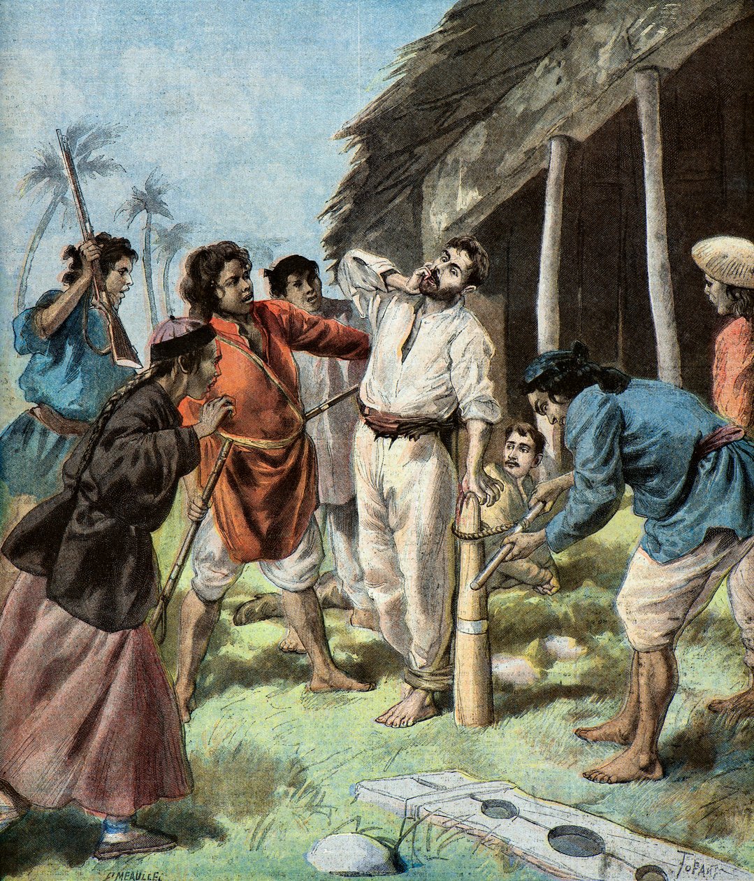 1895 年，Pavillons Noirs 的囚犯 Carrere（插图） 作者 奥斯瓦尔多·托法尼（Oswaldo Tofani）