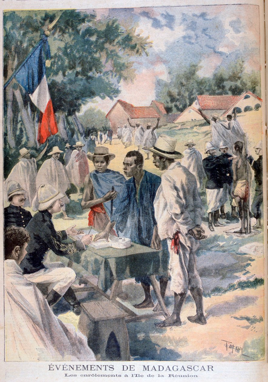 1895年在留尼旺岛上征募土著人 作者 奥斯瓦尔多·托法尼（Oswaldo Tofani）
