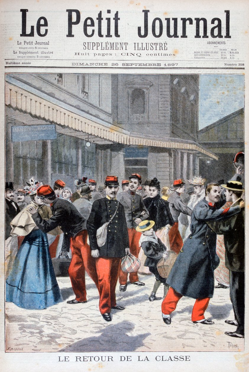 法国士兵返回家园，法国，1897年 作者 奥斯瓦尔多·托法尼（Oswaldo Tofani）
