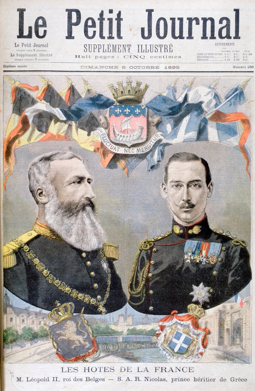 比利时的利奥波德二世国王和希腊和丹麦的尼古拉斯亲王，1895年。 作者 奥斯瓦尔多·托法尼（Oswaldo Tofani）