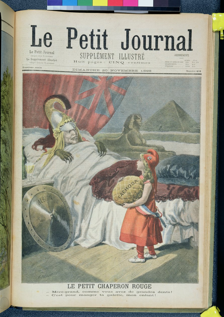 小红帽或法国失去Fachoda到英格兰，1898年11月20日&39;Le Petit Journal&39;插图标题页（彩色版画） 作者 奥斯瓦尔多·托法尼（Oswaldo Tofani）