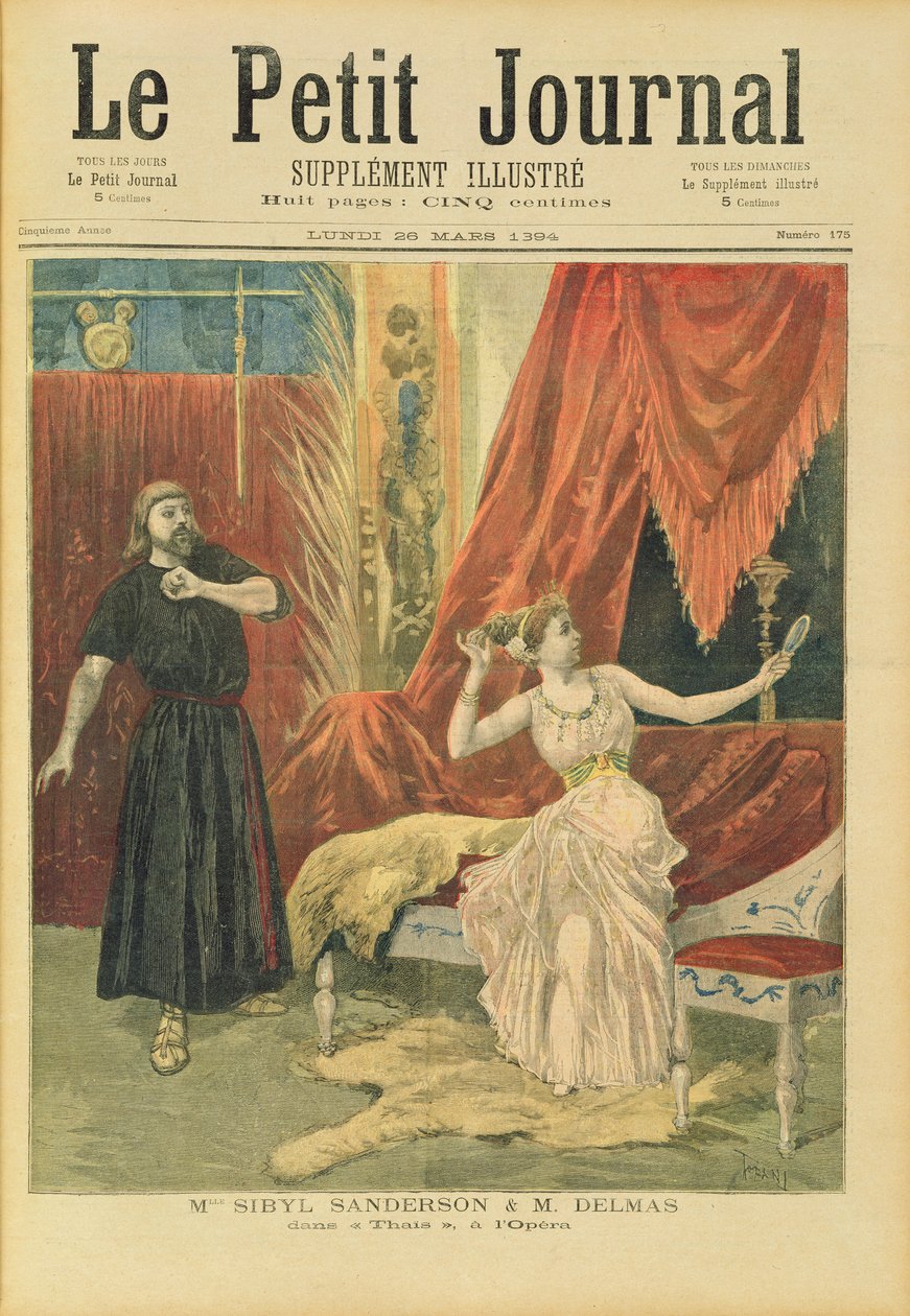 1894年3月26日，来自&39;Le Petit Journal&39;的Jules Massenet（1841-1912）的&39;Thais&39;小姐Sibyl Sanderson（1865-1903）和Jean Francois Delmas先生（1861-1933） 作者 奥斯瓦尔多·托法尼（Oswaldo Tofani）