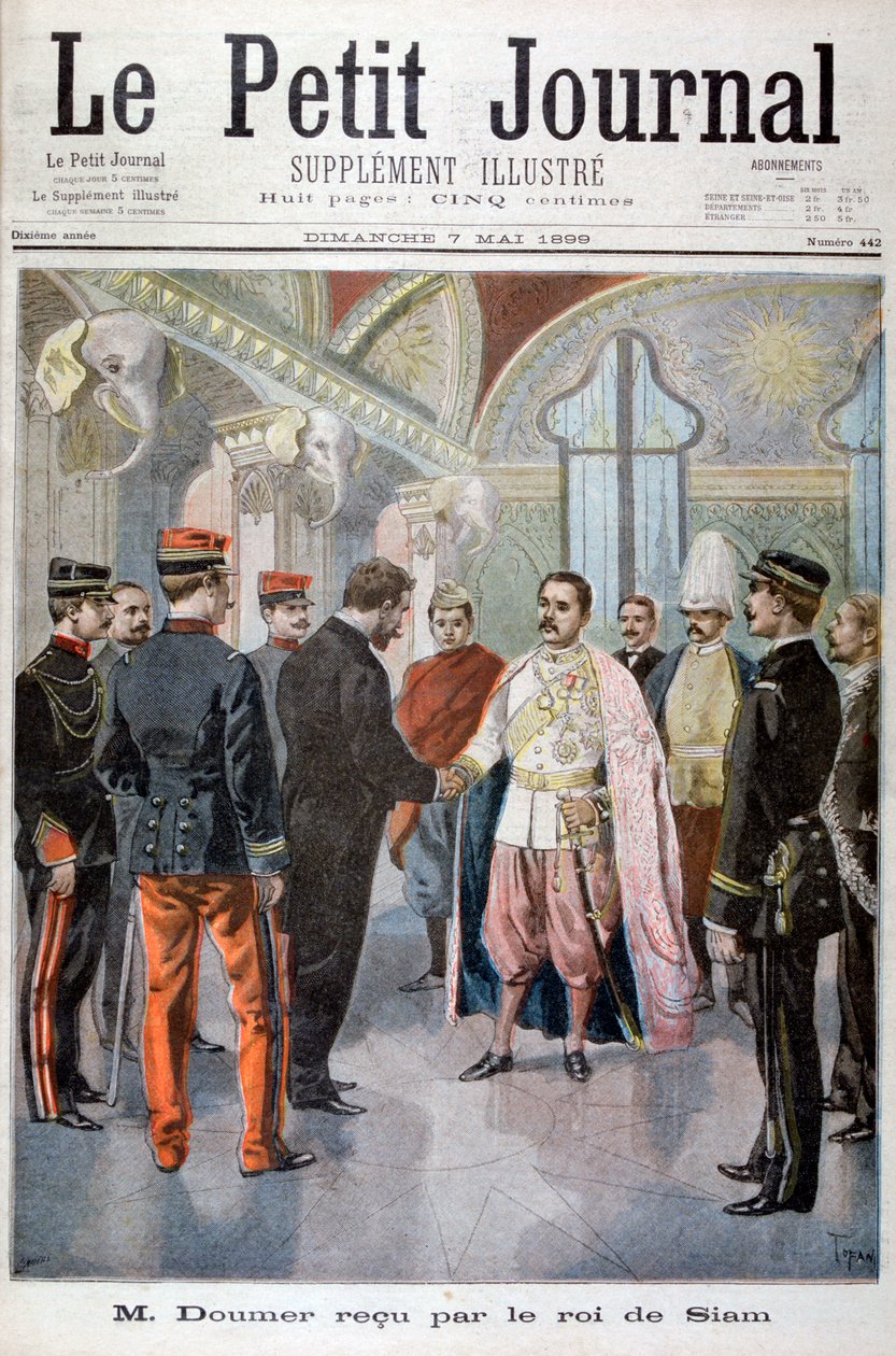 印度支那总督保罗·道默（Paul Doumer），1899年在曼谷被暹罗国王接见 作者 奥斯瓦尔多·托法尼（Oswaldo Tofani）