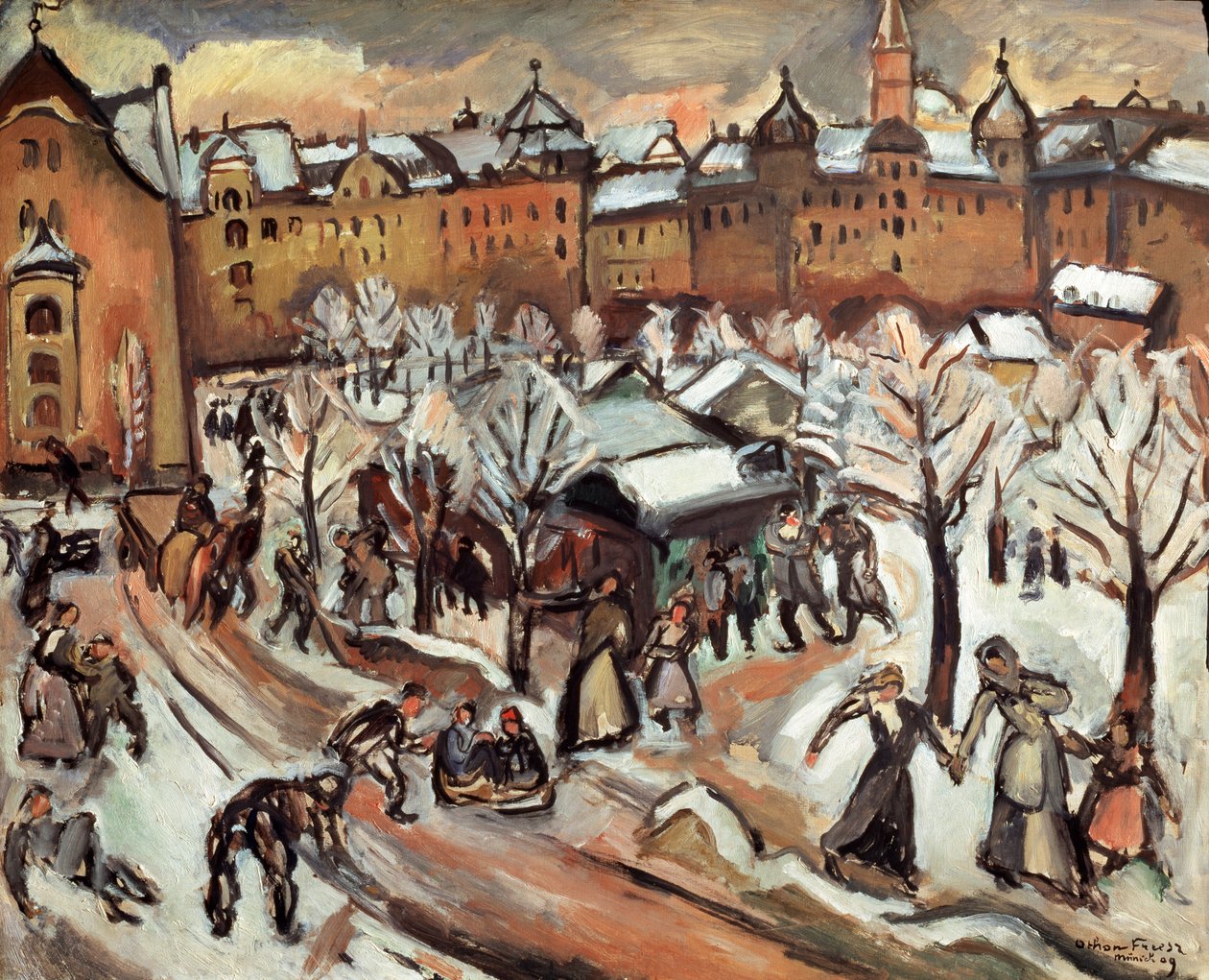 慕尼黑的雪》，1909年。   作者 奥通·弗里斯