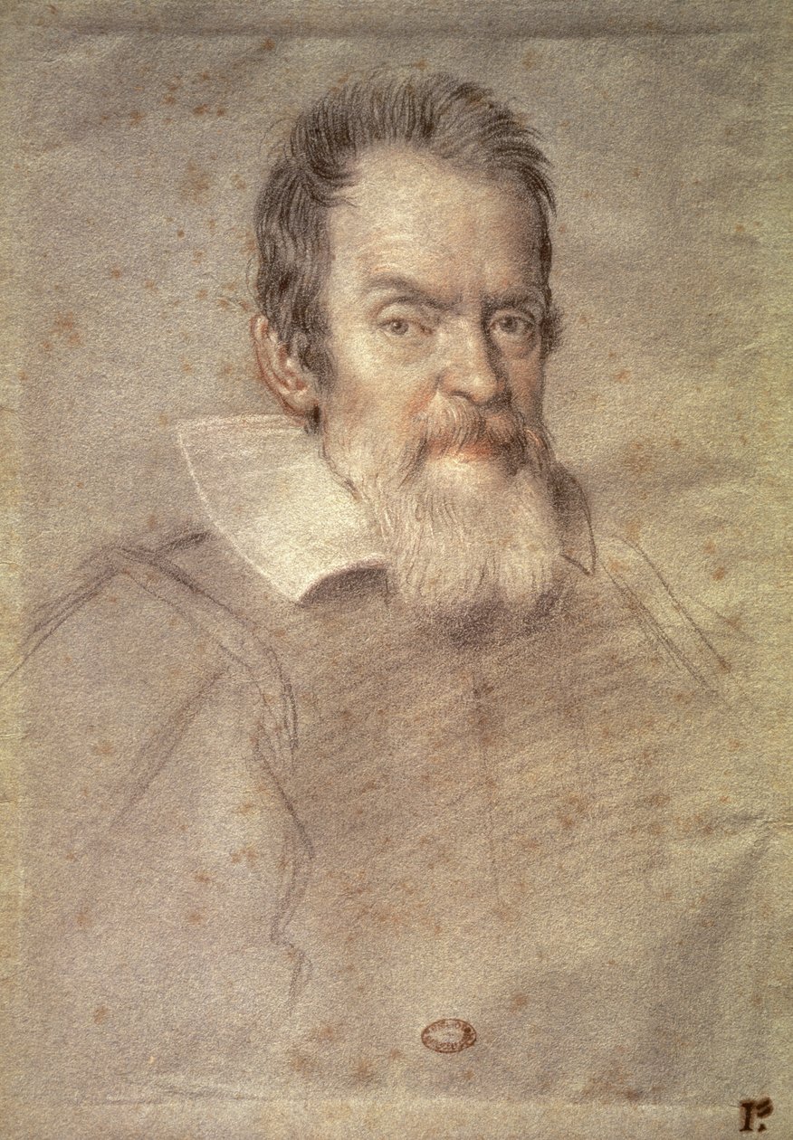 Galileo Galilei的肖像（1564-1642）天文学家和物理学家（绘画） 作者 奥塔维奥·马里奥·莱昂尼