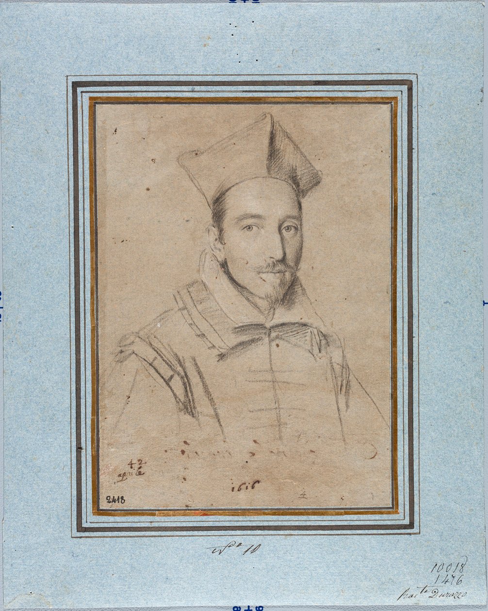 主教的肖像可能是红衣主教 Francesco Maria Bourbon Del Monte Santa Maria (1549-1627) 由 Ottavio Leoni (1578-1630) 绘制 1616 Genes, Musei di Strada Nuova, Fondo Disegni, inv 2418 作者 奥塔维奥·马里奥·莱昂尼