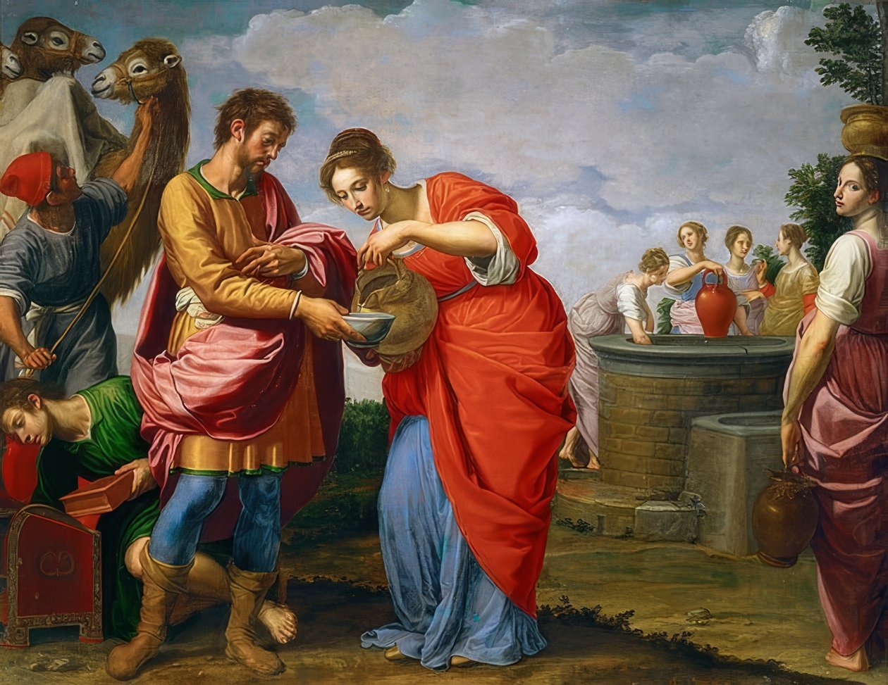 Rebekka和Elieser在喷泉旁。约于1626-27 作者 奥塔维奥·范尼尼（Ottavio Vannini）