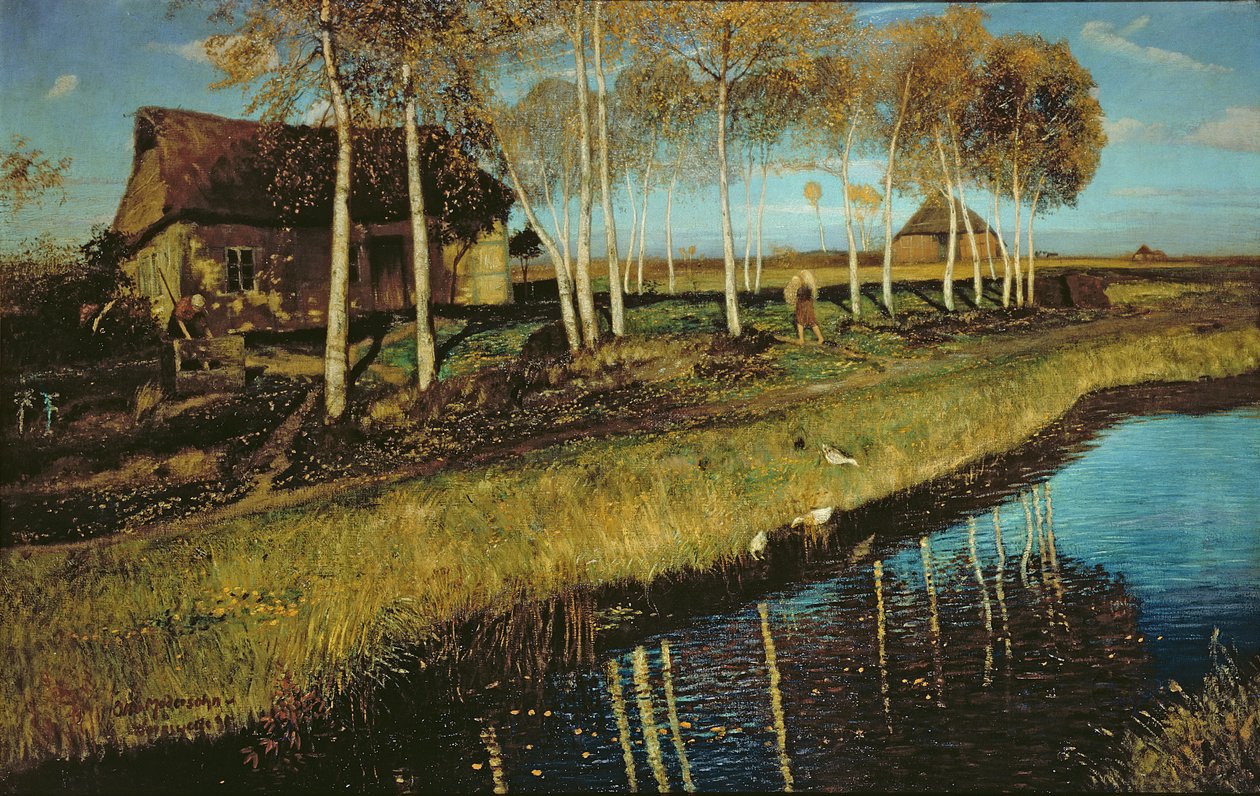 秋天的早晨，在运河上 作者 奥托·莫德森（Otto Modersohn）