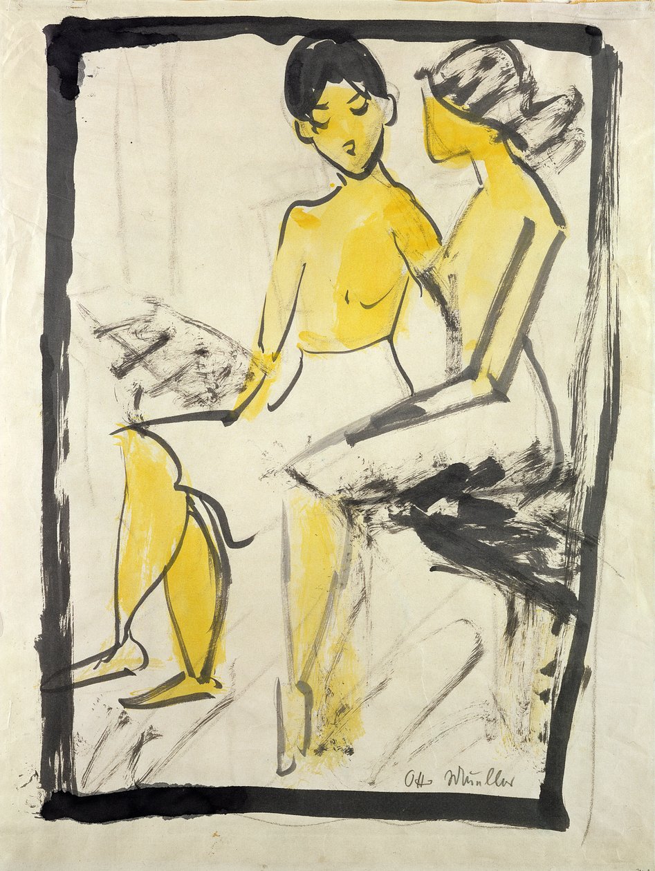 两个年轻女孩，c.1911 作者 奥托穆勒