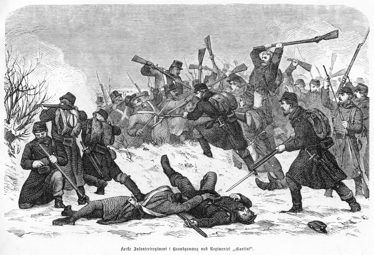 Haandgemæng 的第一个步兵团与团“Martini”，酒吧。 1865年（雕刻） 作者 奥托·巴什