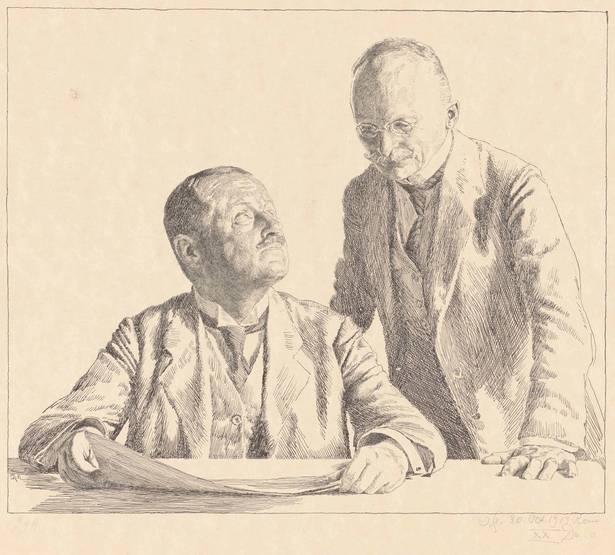 收藏家 Guido von Usedom 和 Gustav von Houwald 的双人肖像
收藏家 作者 Otto Greiner（艺术家签名）