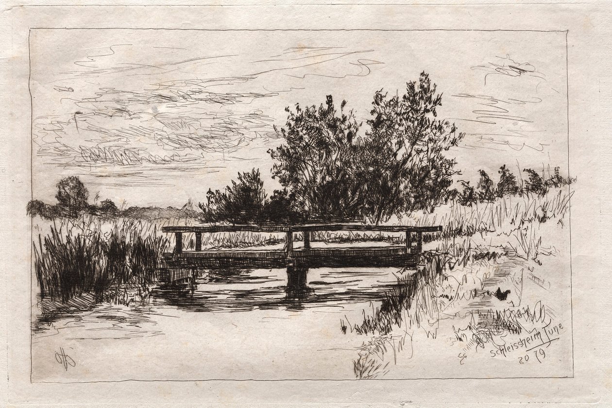 桥，施莱斯海姆，1879年。 作者 奥托·H·巴赫