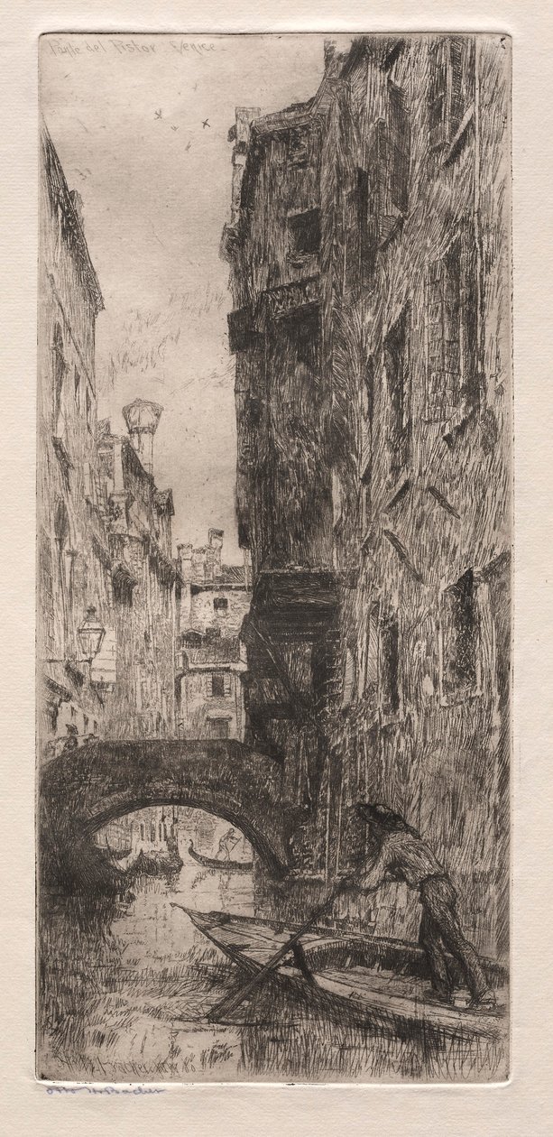 威尼斯蚀刻：威尼斯蓬皮斯托（Ponte del Pistor），1880年。 作者 奥托·H·巴赫