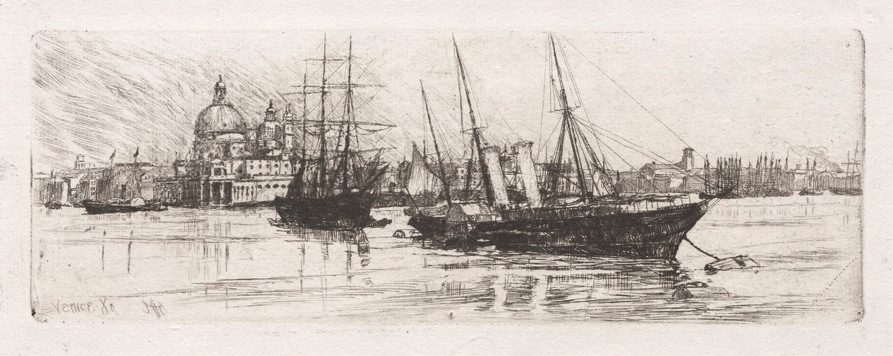 两条船，威尼斯，1880年。 作者 奥托·H·巴赫