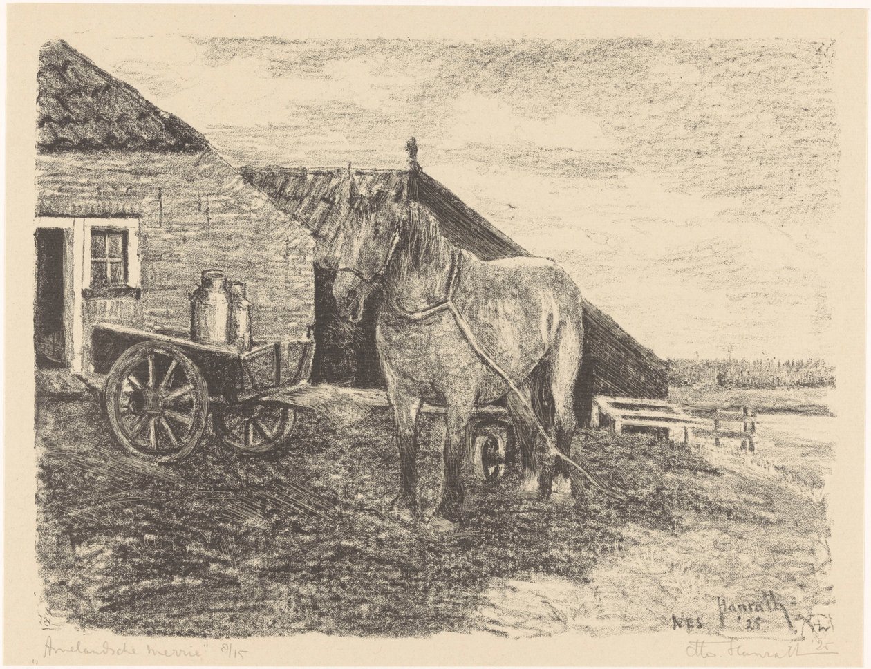 Amelandsche merrie（实物上的原标题） 作者 Otto Hanrath（艺术家签名）