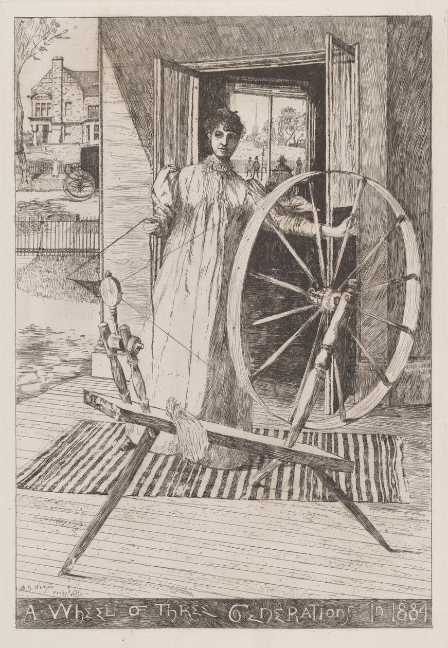在纺车，约1884年。 作者 奥托·亨利·巴赫（Otto Henry Bacher）