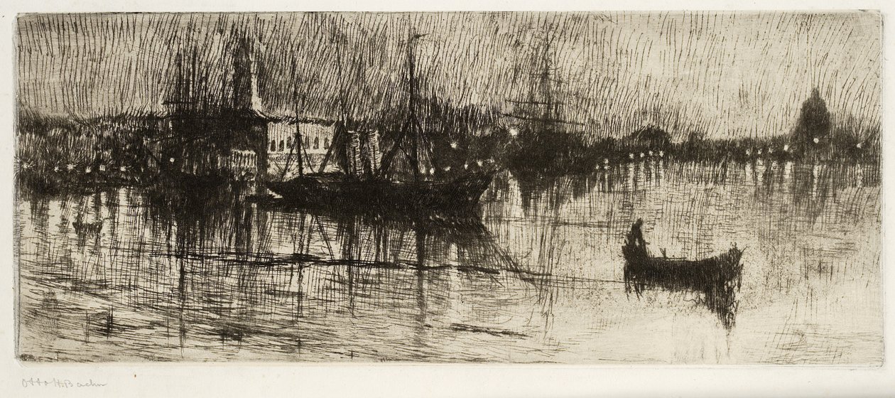 雨夜，c.1880-82（蚀刻和干点） 作者 奥托·亨利·巴赫（Otto Henry Bacher）