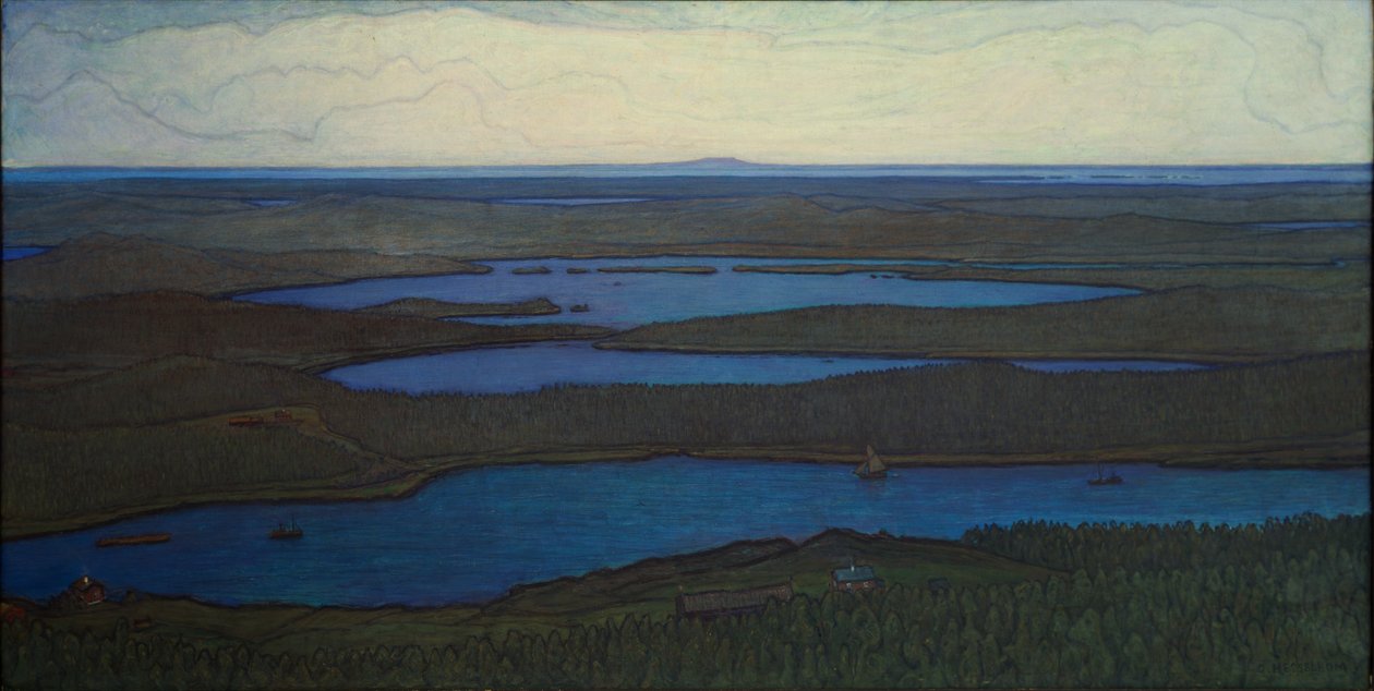 1908年，在森林和湖泊之上 作者 奥托·黑塞伯姆（Otto Hesselbom）