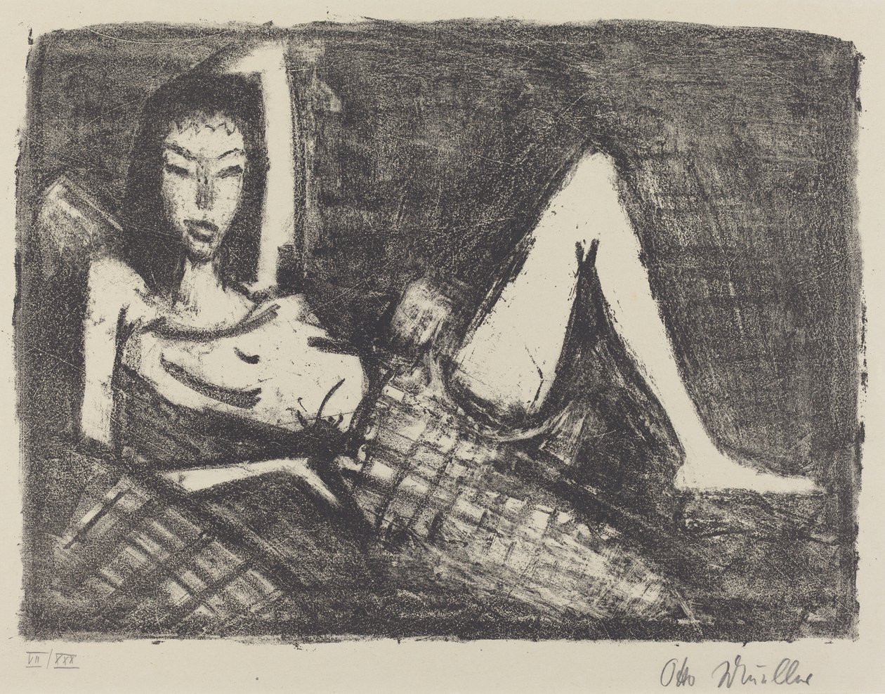沙发上的女孩 (Girl on the Couch) 作者 奥托·穆勒