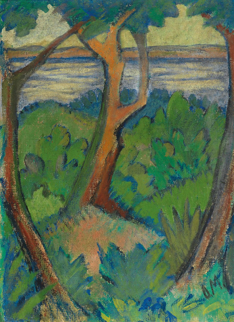 有三棵树的风景，1923年。 作者 奥托穆勒