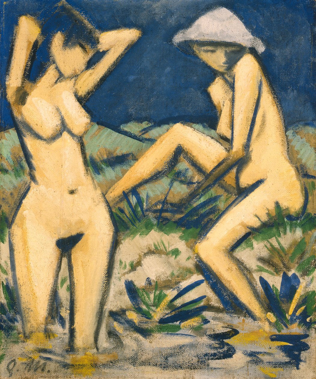 泳客，约1920年（布面油画） 作者 奥托穆勒