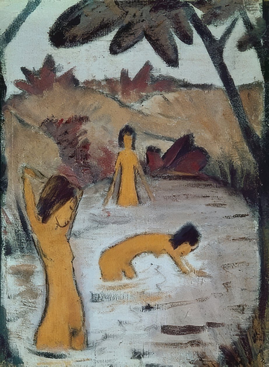 在池塘里的三个沐浴者。约于1912年 作者 奥托穆勒