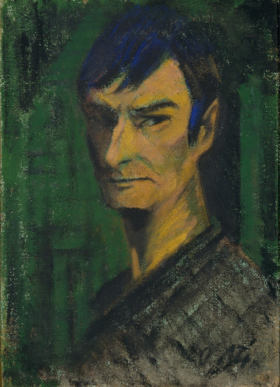 自画像，约 1921 年（帆布钢笔画） 作者 奥托·穆勒或穆勒