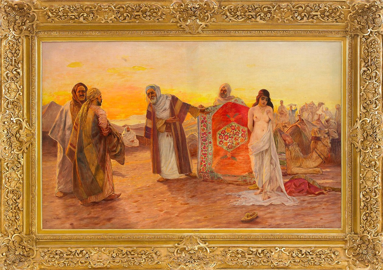Le Marche aux esclaves - 奴隶市场 - 奥托·皮尔尼 (Otto Pilny) 绘画 (1866-1936)，布面油画 (82x120 厘米) - 私人收藏 作者 奥托·皮尔尼（Otto Pilny）