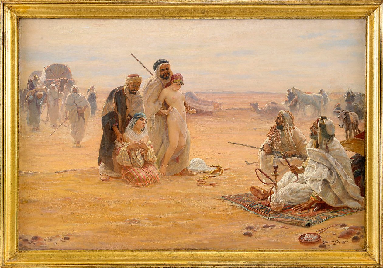 Le Marche aux esclaves - 奴隶市场 - 奥托·皮尔尼 (Otto Pilny) 绘画 (1866-1936)，布面油画 1910 (80x120cm) - 私人收藏 作者 奥托·皮尔尼（Otto Pilny）