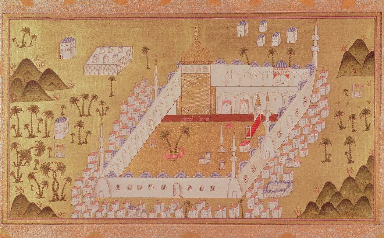 MS 447麦地那和先知穆罕默德清真寺的观点（纸上的不透明颜料） 作者 奥斯曼帝国学校
