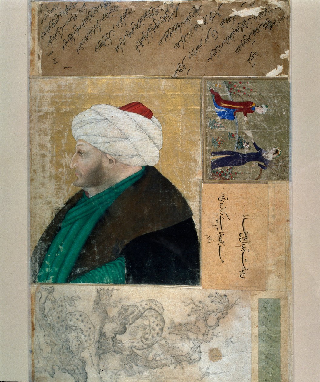 奥斯曼帝国苏丹的肖像 Mehet II（Mehmet II the Conquant 或 Mehmed II Fatih）（1430-1481 年）土耳其微缩模型，来自手稿 Ms. H. 2153，对开 145b。 15世纪末。 伊斯坦布尔, Biblioteca Topkapi Sarayi 作者 奥斯曼帝国学校