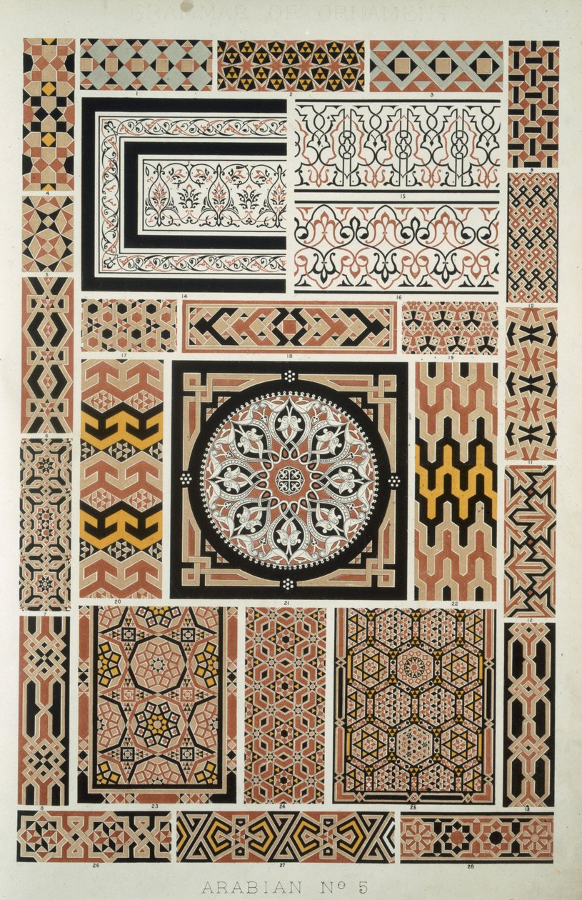 来自Owen Jones的“The Grammar of Ornament”的阿拉伯5号（1809-68） 作者 欧文·琼斯（Owen Jones）
