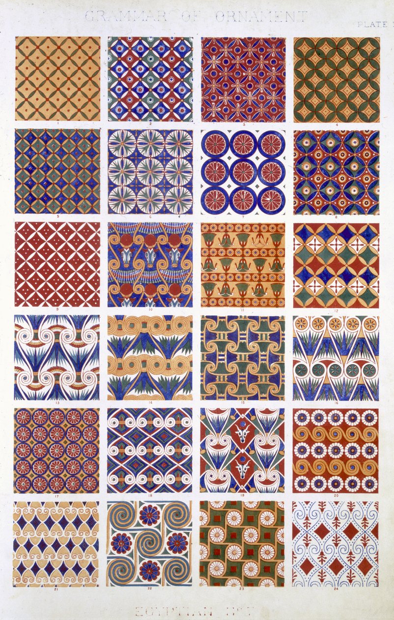 埃及第5号板块，来自欧文·琼斯的“装饰语法”（1809-60） 作者 欧文·琼斯（Owen Jones）